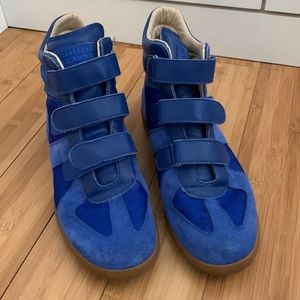Blue suede Maison Margiela men’s high top sneakers